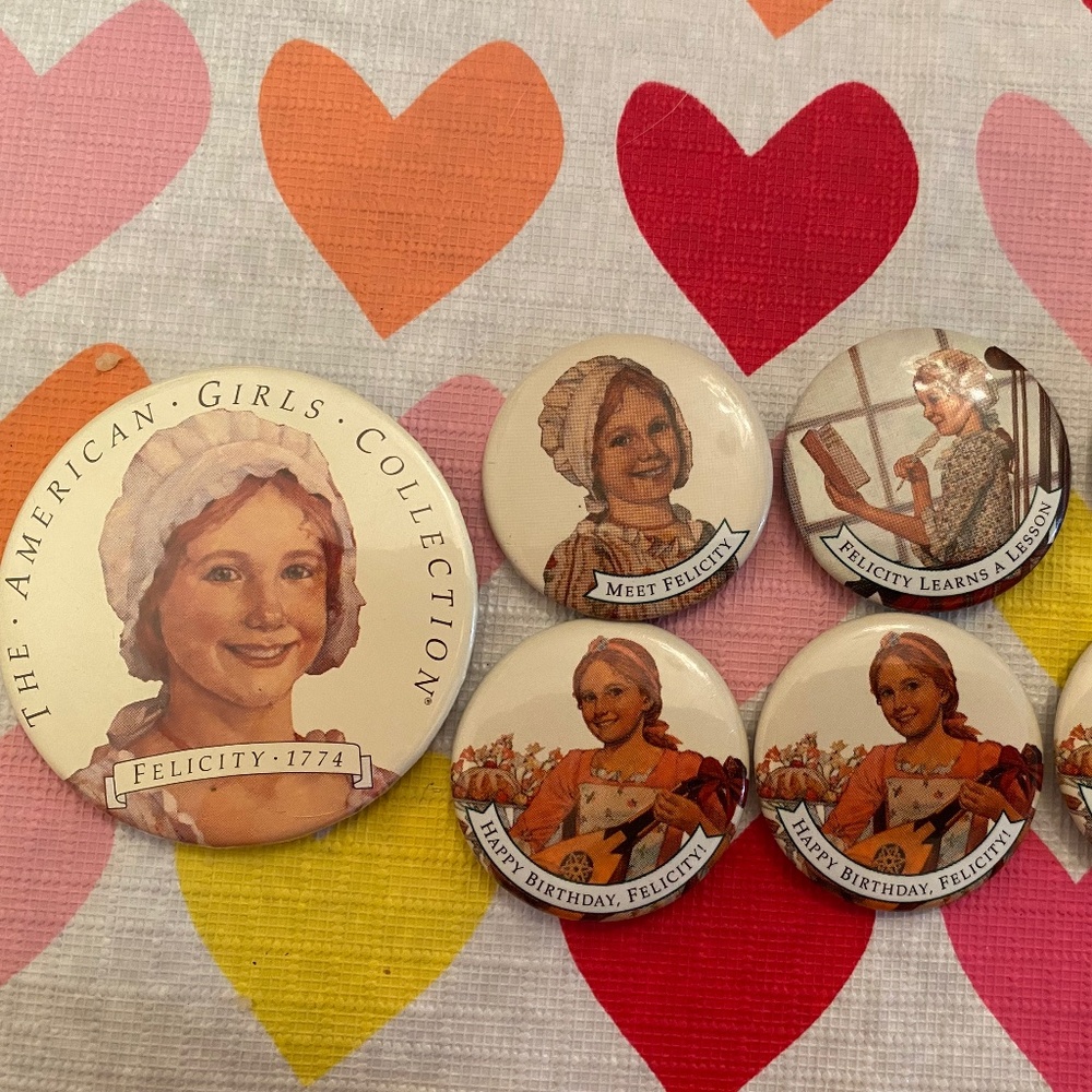 90s American girl Doll pins buttons Felicity pleasant company
